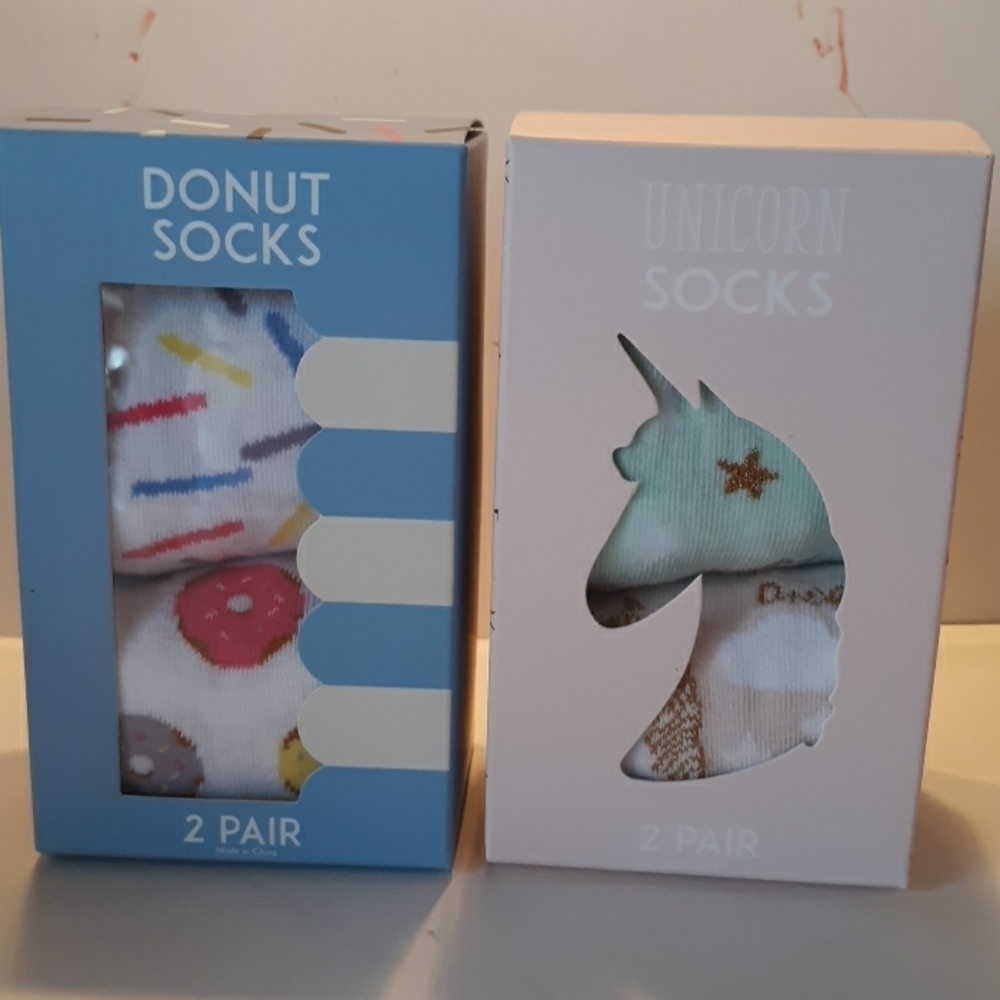 Donut and Unicorn socks
